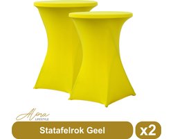 Statafelrok geel 80 cm - per 2 - partytafel - tafelrok voor statafel - Statafelhoes - Bruiloft - Cocktailparty - Stretch Rok - Set van 2