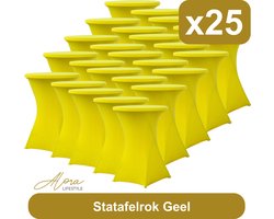 Statafelrok geel 80 cm - per 25 - partytafel - tafelrok voor statafel - Statafelhoes - Bruiloft - Cocktailparty - Stretch Rok - Set van 25