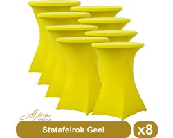 Statafelrok geel 80 cm - per 8 - partytafel - tafelrok voor statafel - Statafelhoes - Bruiloft - Cocktailparty - Stretch Rok - Set van 8