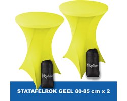 Statafelrok Geel x 2 – 2 jaar garantie met Opbergtas - ∅ 80-85 x 110 cm - Statafelhoes - Luxe Extra Dikke Stretch Sta Tafelrok voor Statafel – Kras- en Kreukvrije Hoes