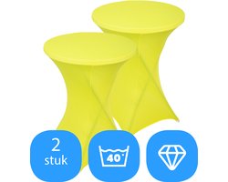 Statafelrok Geel x 2 – ∅80-85 x 110 cm – Stretch 2 stuks – Tafelrok voor Statafel – Geschikt voor Horeca Evenementen | Sta Tafel Hoes | Staantafelhoes | Cocktailparty | Trouwerij | FDWB