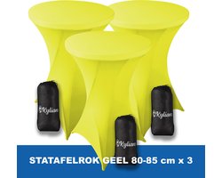 Statafelrok Geel x 3 – 2 jaar garantie met Opbergtas - ∅ 80-85 x 110 cm - Statafelhoes - Luxe Extra Dikke Stretch Sta Tafelrok voor Statafel – Kras- en Kreukvrije Hoes