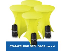 Statafelrok Geel x 4 – 2 jaar garantie met Opbergtas - ∅ 80-85 x 110 cm - Statafelhoes - Luxe Extra Dikke Stretch Sta Tafelrok voor Statafel – Kras- en Kreukvrije Hoes