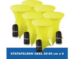 Statafelrok Geel x 6 – 2 jaar garantie met Opbergtas - ∅ 80-85 x 110 cm - Statafelhoes - Luxe Extra Dikke Stretch Sta Tafelrok voor Statafel – Kras- en Kreukvrije Hoes