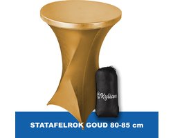 Statafelrok Goud – 2 jaar garantie met Opbergtas - ∅ 80-85 x 110 cm - Statafelhoes - Luxe Extra Dikke Stretch Sta Tafelrok voor Statafel – Kras- en Kreukvrije Hoes
