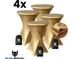 Statafelrok Goud 4x – Extra Dik & Sterk – ∅80-85 x 110 cm – Tafelhoezen voor Statafel – Met Opbergtas – Partytafel Tafelrok – Luxe Stretch Stof - 4 stuks Statafelhoes - Sta Tafel Hoes - Staantafelhoes – Bruiloft - Feest & Decoratie - Blue Serval