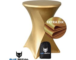 Statafelrok Goud – Extra dik & Sterk – ∅80-85 x 110 cm – Tafelhoezen voor Statafel – Met Opbergtas – Partytafel Tafelrok – Luxe Stretch Stof - 1 stuks Statafelhoes - Sta Tafel Hoes - Staantafelhoes – Bruiloft - Feest & Decoratie - Blue Serval
