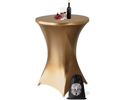 Statafelrok Goud x 1 – Extra Dik & Sterk - ∅80-85 x 110 cm – Tafelhoezen voor Statafel – Partytafel Tafelrok – Stretch Statafelhoes - Sta Tafel Hoes - Staantafelhoes – Trouwerij - Robuust en Weerbestendig – met Opbergtas