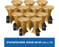Statafelrok Goud x 12 – 2 jaar garantie met Opbergtas - ∅ 80-85 x 110 cm - Statafelhoes - Luxe Extra Dikke Stretch Sta Tafelrok voor Statafel – Kras- en Kreukvrije Hoes