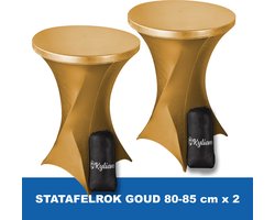 Statafelrok Goud x 2 – 2 jaar garantie met Opbergtas - ∅ 80-85 x 110 cm - Statafelhoes - Luxe Extra Dikke Stretch Sta Tafelrok voor Statafel – Kras- en Kreukvrije Hoes