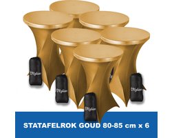 Statafelrok Goud x 6 – 2 jaar garantie met Opbergtas - ∅ 80-85 x 110 cm - Statafelhoes - Luxe Extra Dikke Stretch Sta Tafelrok voor Statafel – Kras- en Kreukvrije Hoes