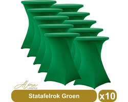 Statafelrok groen 80 cm - per 10 - partytafel - tafelrok voor statafel - Statafelhoes - Bruiloft - Cocktailparty - Stretch Rok - Set van 10