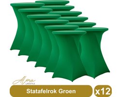 Statafelrok groen 80 cm - per 12 - partytafel - tafelrok voor statafel - Statafelhoes - Bruiloft - Cocktailparty - Stretch Rok - Set van 12