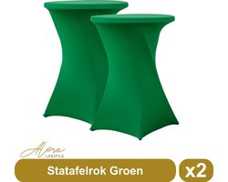 Statafelrok groen 80 cm - per 2 - partytafel - Alora tafelrok voor statafel - Statafelhoes - Bruiloft - Cocktailparty - Stretch Rok - Set van 2