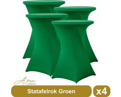 Statafelrok groen 80 cm - per 4 - partytafel - tafelrok voor statafel - Statafelhoes - Bruiloft - Cocktailparty - Stretch Rok - Set van 4