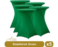 Statafelrok groen 80 cm - per 5 - partytafel - tafelrok voor statafel - Statafelhoes - Bruiloft - Cocktailparty - Stretch Rok - Set van 5