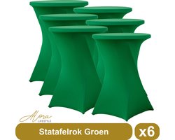 Statafelrok groen 80 cm - per 6 - partytafel - tafelrok voor statafel - Statafelhoes - Bruiloft - Cocktailparty - Stretch Rok - Set van 6