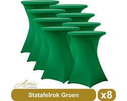 Statafelrok groen 80 cm - per 8 - partytafel - tafelrok voor statafel - Statafelhoes - Bruiloft - Cocktailparty - Stretch Rok - Set van 8