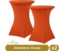 Statafelrok luxe oranje per 2 – statafelhoes – Koningsdag – EK voetbal - stretch – statafel tafelrok – staantafelhoes – geschikt voor horeca evenementen – sta tafel hoes – staantafelhoes – trouwerij – bruiloft – statafelrokken