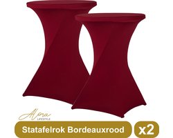 Statafelrok luxe rood bordeaux per 2 – statafelhoes – stretch – statafel tafelrok – staantafelhoes – geschikt voor horeca evenementen – sta tafel hoes – staantafelhoes – trouwerij – bruiloft – statafelrokken