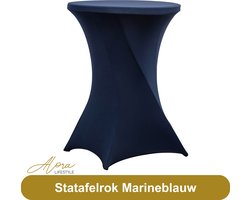 Statafelrok marineblauw 80 cm - partytafel - Alora tafelrok voor statafel - Statafelhoes - Bruiloft - Cocktailparty - Stretch Rok