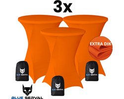 Statafelrok Oranje 3x – Extra Dik & Sterk – ∅80-85 x 110 cm – Tafelhoezen voor Statafel – Met Opbergtas – Partytafel Tafelrok – Luxe Stretch Stof - 3 stuks Statafelhoes - Sta Tafel Hoes - Staantafelhoes – Bruiloft - Feest & Decoratie - Blue Serval