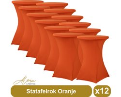 Statafelrok oranje 80 cm per 12 - tafelrok voor statafel - Statafelhoes - Bruiloft - Cocktailparty - Stretch Rok - Set van 12