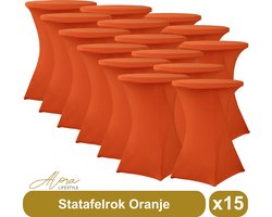 Statafelrok oranje 80 cm per 15 - tafelrok voor statafel - Statafelhoes - Bruiloft - Cocktailparty - Stretch Rok - Set van 15