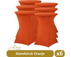 Statafelrok oranje 80 cm per 6 - tafelrok voor statafel - Statafelhoes - Bruiloft - Cocktailparty - Stretch Rok - Set van 6