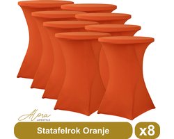 Statafelrok oranje 80 cm per 8 - tafelrok voor statafel - Statafelhoes - Bruiloft - Cocktailparty - Stretch Rok - Set van 8