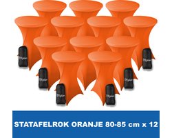 Statafelrok Oranje x 12 – 2 jaar garantie met Opbergtas - ∅ 80-85 x 110 cm - Statafelhoes - Luxe Extra Dikke Stretch Sta Tafelrok voor Statafel – Kras- en Kreukvrije Hoes