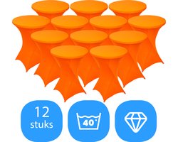 Statafelrok Oranje x 12 – ∅80-85 x 110 cm – Statafelhoes Stretch 12 Stuks – Tafelhoezen voor Statafel – Geschikt voor Horeca Evenementen | Sta Tafel Hoes | Staantafelhoes | Trouwerij