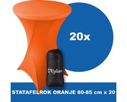 Statafelrok Oranje x 20 – ∅ 80-85 x 110 cm - Statafelhoes met Draagtas - Luxe Extra Dikke Stretch Sta Tafelrok voor Statafel – Kras- en Kreukvrije Hoes