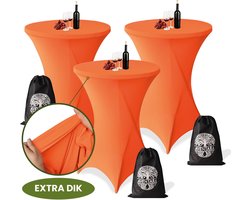 Statafelrok Oranje x 3 – ∅80-85 x 110 cm – Luxe Statafelhoes – Extra Dikke Stretch Stof – Inclusief Opbergtas – Ideaal voor Bruiloften, Feesten en Cocktailparty’s - Koningsdag