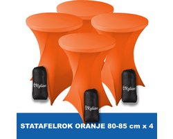 Statafelrok Oranje x 4 – 2 jaar garantie met Opbergtas - ∅ 80-85 x 110 cm - Statafelhoes - Luxe Extra Dikke Stretch Sta Tafelrok voor Statafel – Kras- en Kreukvrije Hoes