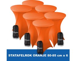Statafelrok Oranje x 6 – 2 jaar garantie met Opbergtas - ∅ 80-85 x 110 cm - Statafelhoes - Koningsdag / Feest / Horeca - Luxe Extra Dikke Stretch Sta Tafelrok voor Statafel – Kras- en Kreukvrije Hoes