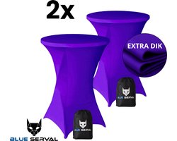 Statafelrok Paars 2x – Extra Dik & Sterk – ∅80-85 x 110 cm – Tafelhoezen voor Statafel – Met Opbergtas – Partytafel Tafelrok – Luxe Stretch Stof - 2 stuks Statafelhoes - Sta Tafel Hoes - Staantafelhoes – Bruiloft - Feest & Decoratie - Blue Serval