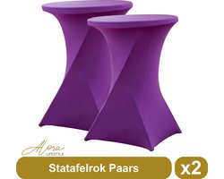 Statafelrok paars 80 cm per 2 - partytafel - tafelrok voor statafel - Statafelhoes - Bruiloft - Cocktailparty - Stretch Rok - Set van 2