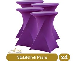 Statafelrok paars 80 cm per 4 - partytafel - tafelrok voor statafel - Statafelhoes - Bruiloft - Cocktailparty - Stretch Rok - Set van 4