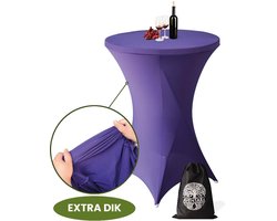 Statafelrok Paars x 1 – ∅80-85 x 110 cm – Luxe Extra Dikke Stretch Stof – Inclusief Opbergtas – Kras- en Kreukvrije Statafelhoes – Perfect voor Horeca, Bruiloften en Feesten