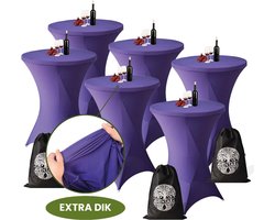 Statafelrok Paars x 6 – ∅80-85 x 110 cm met Opbergtas – Statafelhoes Stretch Stof – Kras- en Vouwvrije Statafel Rok Extra Dik – Paarse Sta Tafelrok 6 Stuks – Statafelhoezen Voor Horeca Evenementen Feest Bruiloft Partijen
