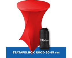Statafelrok Rood – 2 jaar garantie met Opbergtas - ∅ 80-85 x 110 cm - Statafelhoes - Luxe Extra Dikke Stretch Sta Tafelrok voor Statafel – Kras- en Kreukvrije Hoes