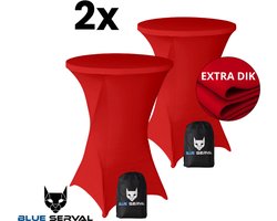 Statafelrok Rood 2x – Extra Dik & Sterk – ∅80-85 x 110 cm – Tafelhoezen voor Statafel – Met Opbergtas – Partytafel Tafelrok – Luxe Stretch Stof - 2 stuks Statafelhoes - Sta Tafel Hoes - Staantafelhoes – Bruiloft - Feest & Decoratie - Blue Serval