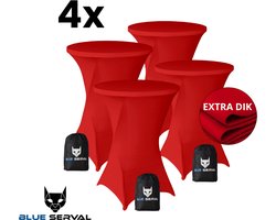 Statafelrok Rood 4x – Extra Dik & Sterk – ∅80-85 x 110 cm – Tafelhoezen voor Statafel – Met Opbergtas – Partytafel Tafelrok – Luxe Stretch Stof - 4 stuks Statafelhoes - Sta Tafel Hoes - Staantafelhoes – Bruiloft - Feest & Decoratie - Blue Serval
