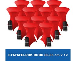 Statafelrok Rood x 12 – 2 jaar garantie met Opbergtas - ∅ 80-85 x 110 cm - Statafelhoes - Luxe Extra Dikke Stretch Sta Tafelrok voor Statafel – Kras- en Kreukvrije Hoes