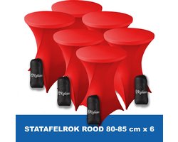 Statafelrok Rood x 6 – 2 jaar garantie met Opbergtas - ∅ 80-85 x 110 cm - Statafelhoes - Luxe Extra Dikke Stretch Sta Tafelrok voor Statafel – Kras- en Kreukvrije Hoes