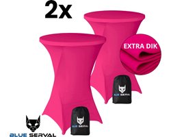 Statafelrok Roze 2x – Extra dik & Sterk – ∅80-85 x 110 cm – Tafelhoezen voor Statafel – Met Opbergtas – Partytafel Tafelrok – Luxe Stretch Stof - 2 stuks Statafelhoes - Sta Tafel Hoes - Staantafelhoes – Bruiloft - Feest & Decoratie - Blue Serval