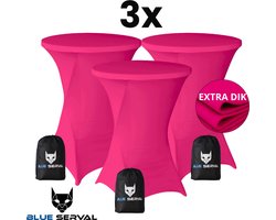Statafelrok Roze 3x – Extra Dik & Sterk – ∅80-85 x 110 cm – Tafelhoezen voor Statafel – Met Opbergtas – Partytafel Tafelrok – Luxe Stretch Stof - 3 stuks Statafelhoes - Sta Tafel Hoes - Staantafelhoes – Bruiloft - Feest & Decoratie - Blue Serval