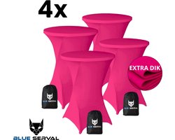 Statafelrok Roze 4x – Extra Dik & Sterk – ∅80-85 x 110 cm – Tafelhoezen voor Statafel – Met Opbergtas – Partytafel Tafelrok – Luxe Stretch Stof - 4 stuks Statafelhoes - Sta Tafel Hoes - Staantafelhoes – Bruiloft - Feest & Decoratie - Blue Serval