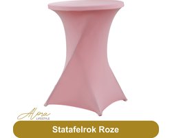 Statafelrok roze 80 cm - partytafel - tafelrok voor statafel - Statafelhoes - Bruiloft - Cocktailparty - Stretch Rok
